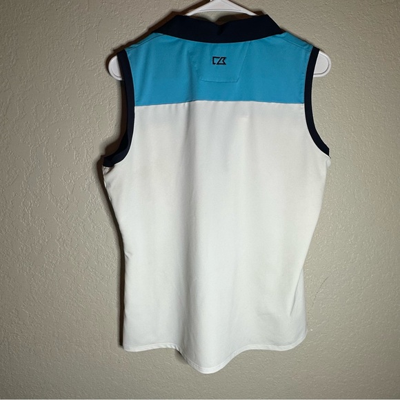 Cutter & Buck White and Blue Sleeveless Polo Tank Top - Picture 4 of 4